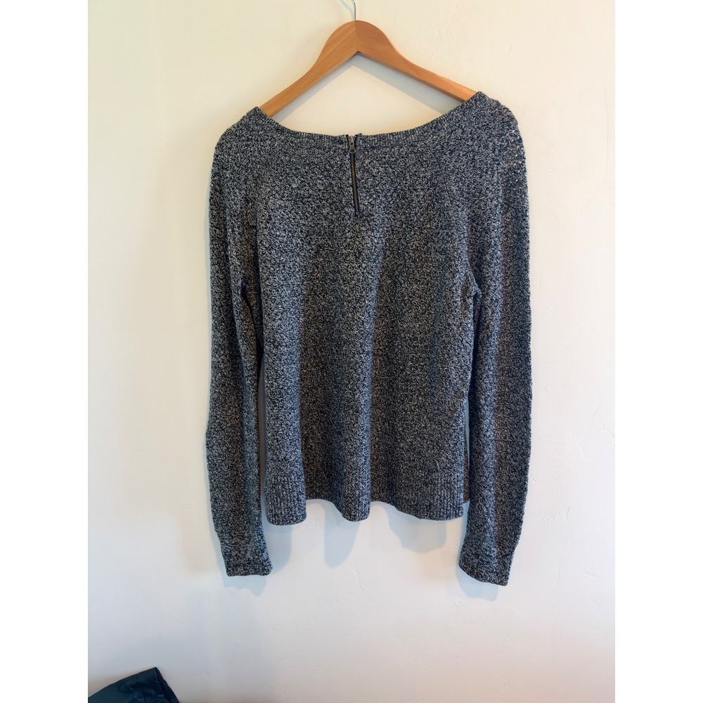 American Eagle Outfitters Womens XL Marled Knit Back Zip Pullover Sweater Navy